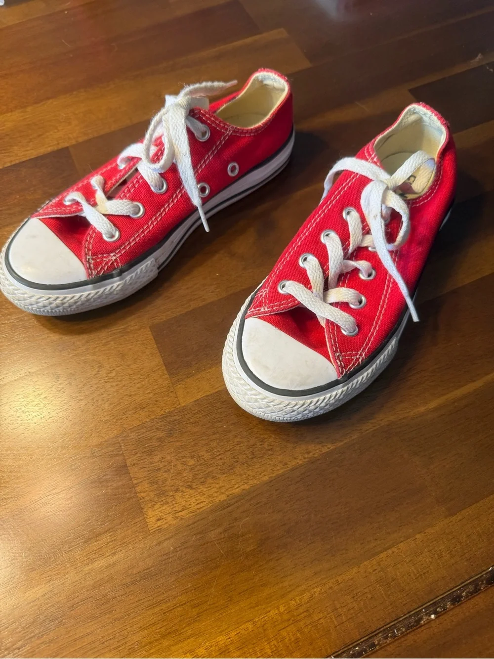 Converse Kids Red Canvas Low Top Sneakers with White Laces